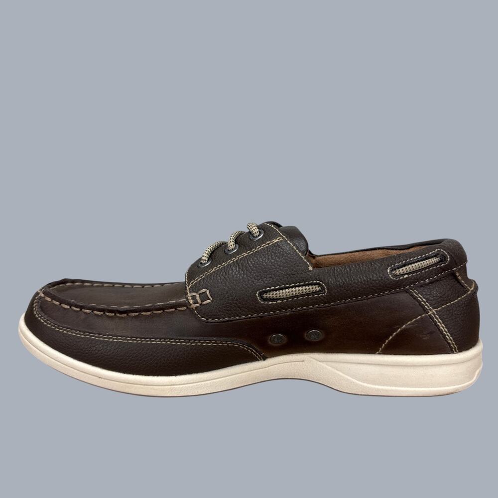 Florsheim Lakeside Boat Shoes Mens 10W Brown Leather Moc Toe Oxfords Casual